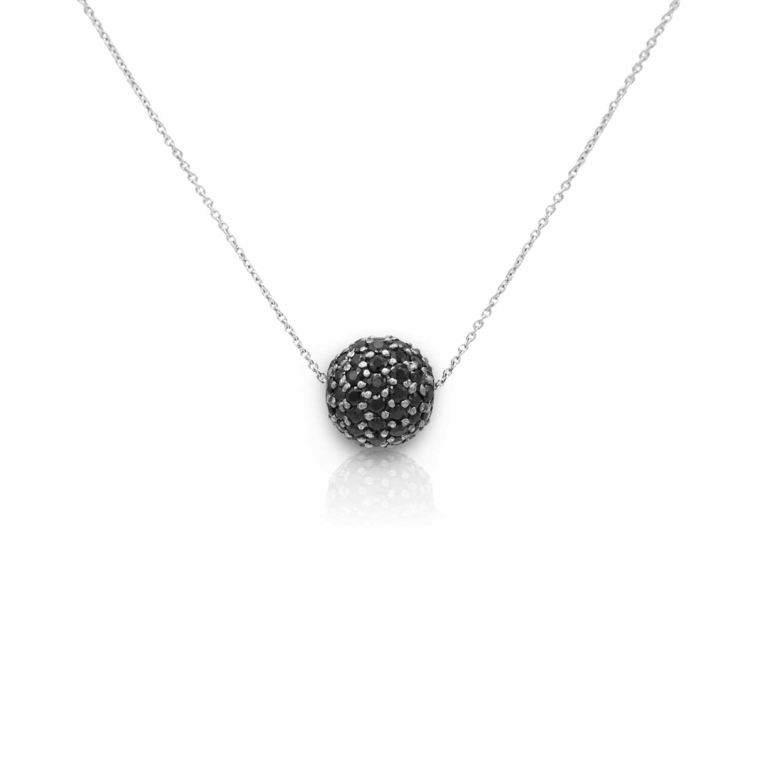 Roberto Coin // 18K White Gold Black Diamond Ball Necklace I // 18 ...
