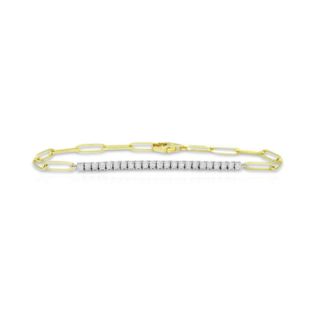 Fine Jewelry // 14K Yellow Gold Diamond Clip Bracelet // 7" // Pre-Owned