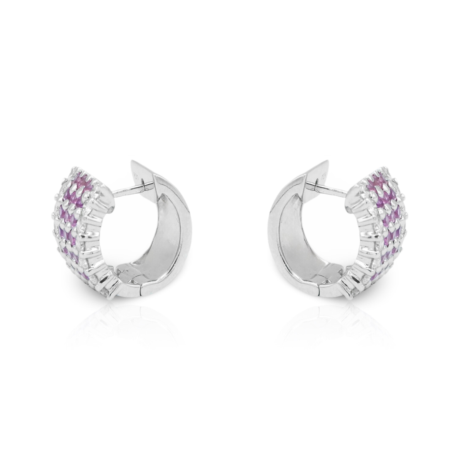 Fine Jewelry // 18K White Gold Pink Sapphire + Diamond Earrings // Pre ...