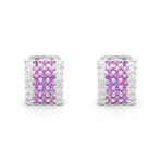 Fine Jewelry // 18K White Gold Pink Sapphire + Diamond Earrings // Pre-Owned