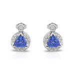 Fine Jewelry // 18K White Gold Tanzanite + Diamond Earrings // Pre-Owned