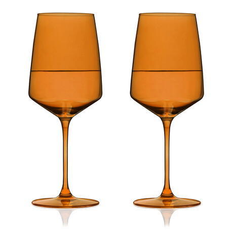 Reserve Nouveau Crystal Wine Glasses // Set of 2 // Amber