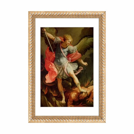 The Archangel Michael defeating Satan  by Guido Reni (24"H x 16"W x 1"D)