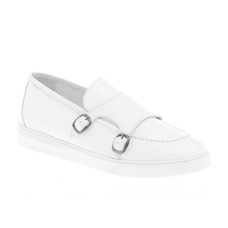 Leather Crocodile Slip On Sneakers // White (Euro: 39)