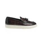 Tassel Leather Crocodile Slip On Sneakers // Brown (Euro: 43)