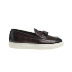 Tassel Leather Crocodile Slip On Sneakers // Brown (Euro: 40)