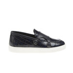 Leather Crocodile Slip On Sneakers // Navy Blue (Euro: 42)