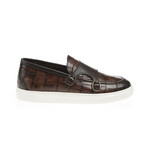 Leather Crocodile Slip On Sneakers // Brown (Euro: 44)