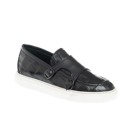 Leather Crocodile Slip On Sneakers // Black (Euro: 39)