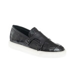 Leather Crocodile Slip On Sneakers // Black (Euro: 44)