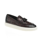 Tassel Leather Crocodile Slip On Sneakers // Brown (Euro: 41)