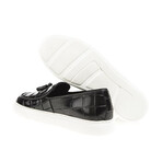 Tassel Leather Crocodile Slip On Sneakers // Black (Euro: 45)