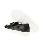 Tassel Leather Crocodile Slip On Sneakers // Black (Euro: 40)