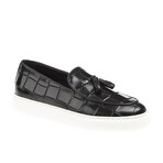 Tassel Leather Crocodile Slip On Sneakers // Black (Euro: 43)