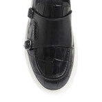 Leather Crocodile Slip On Sneakers // Black (Euro: 44)