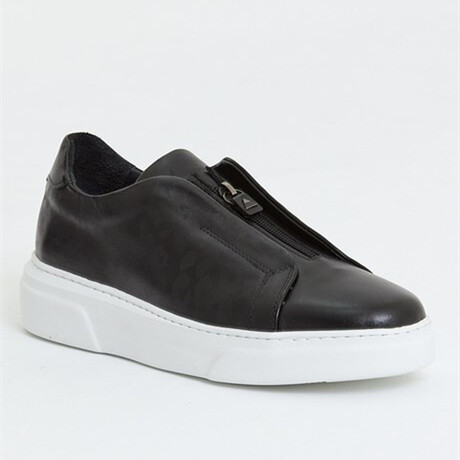 Leather Zippered Sneakers // Black (Euro: 39)