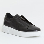 Leather Zippered Sneakers // Black (Euro: 44)
