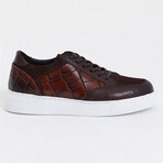 Leather Crocodile Detail Sports Sneakers // Brown (Euro: 43)