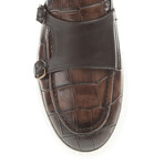 Leather Crocodile Slip On Sneakers // Brown (Euro: 39)
