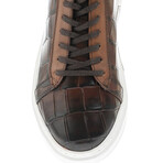 Special Design Crocodile Detail Sneakers // Brown (Euro: 45)
