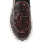 Tassel Leather Crocodile Slip On Sneakers // Burgundy (Euro: 44)