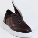 Leather Crocodile Detail Sports Sneakers // Brown (Euro: 45)
