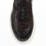 Tassel Leather Crocodile Slip On Sneakers // Brown (Euro: 44)