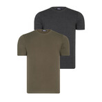 Set of 2 Crewneck T-Shtirs // Anthracite + Khaki (S)