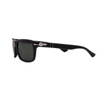 Persol // Mens PO3048S 95/31 Square Sunglasses  // Black + Green