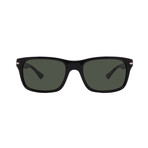 Persol // Men's PO3048S 95-31 Square Sunglasses // Black + Green