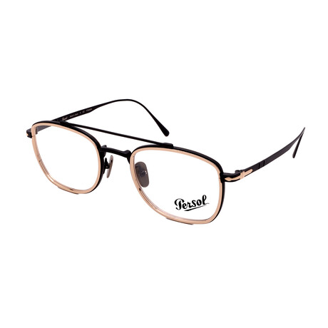 Persol // Mens PO5005VT 8008 Round Optical Glasses // Black Gold + Clear