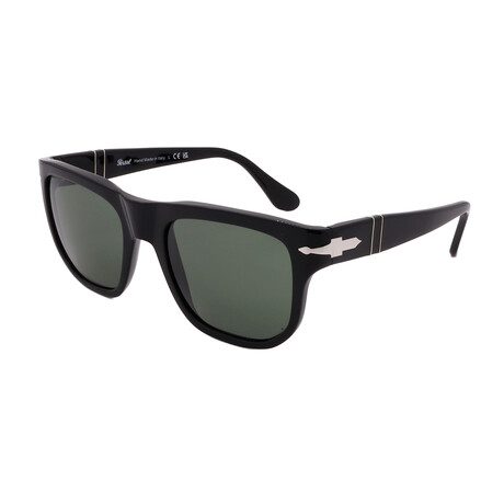 Persol // Mens PO3306S 95/31 Square Sunglasses // Black + Green