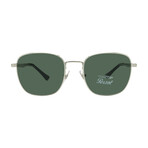 Persol // Men's PO2497S 518-31 Round Sunglasses // Silver + Green Lenses