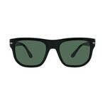 Persol // Men's PO3306S 95-31 Square Sunglasses // Black + Green