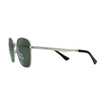 Persol // Mens PO2497S 518/31 Round Sunglasses // Silver + Green