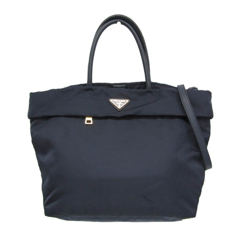 Prada // Nylon + Leather Classic Shoulder Bag // Navy // Pre-Owned
