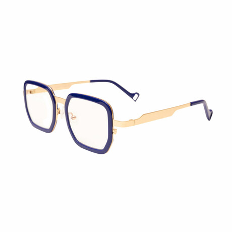 Unisex // Acetate & Metal Reading Glasses // Lenox // Blue + Rose Gold (Clear +1.00)