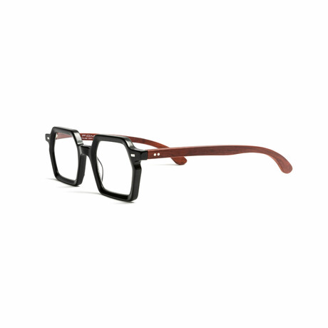Unisex // Wood Reading Glasses // Tokyo Square // Black + Cherry (Clear +1.25)