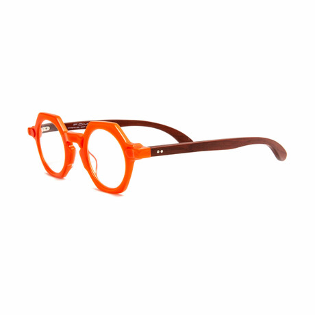 Unisex // Wood Reading Glasses // St. Moritz Round // Orange + Cherry (Clear +1.00)