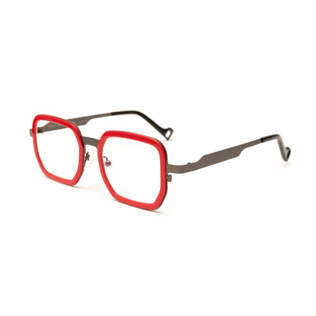 Unisex // Acetate & Metal Reading Glasses // Lenox // Red + Gunmetal (Clear +1.00)