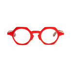 Unisex // Wood Reading Glasses // St. Moritz Round // Red + Cherry (Clear +1.00)