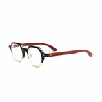 Unisex // Wood Reading Glasses // St. Tropez Round // Black + Ivory (Clear +1.25)