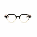Unisex // Wood Reading Glasses // St. Tropez Round // Black + Ivory (Clear +1.25)