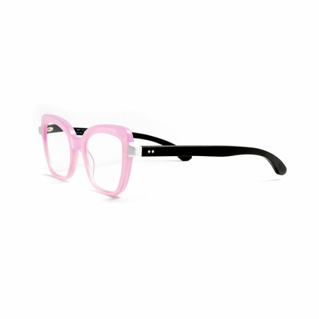 Women's // Wood Reading Glasses // Toronto Cat Eye // Pink + White + Black (Clear +1.00)