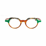 Unisex // Wood Reading Glasses // St. Barths Round // Green Tortoise + Brown (Clear +1.00)