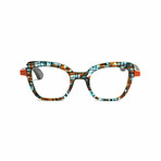 Women's // Wood Reading Glasses // Toronto Cat Eye // Orange + Blue + Black (Clear +1.00)