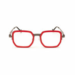 Unisex // Acetate & Metal Reading Glasses // Lenox // Red + Gunmetal (Clear +1.00)