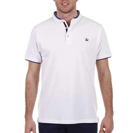 Tipped Mockneck Polo // White (S)