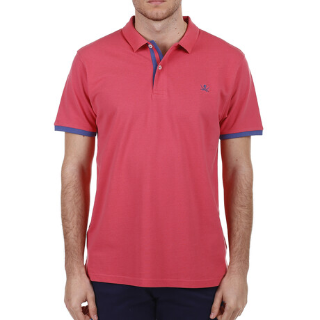 Tipped Polo // Coral + Blue (S)