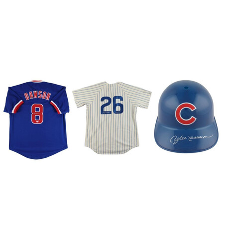Andre Dawson Signed Jersey (JSA COA), Andre Dawson Signed Cubs Full-Size Replica Batting Helmet (Schwartz COA), Billy Williams Signed Cubs Jersey Inscribed "H.O.F. 87" (Schwartz) Cooperstown collection jersey, ,Sammy Sosa Signed Jersey (Beckett)